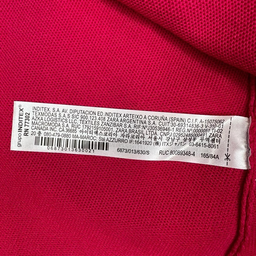 NWT ZARA Strapless Fuchsia Knit Midi Tube Dress Straight Neck 6873/013 SMALL - Picture 10 of 10